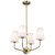  Satco 60-7884 Vintage Brass Chandelier Light with Etched White Opal Glass 