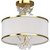 Volume Lighting V3413-90 - Antique Gold Drum Semi-Flush Mount - White Shade - Crystal Accents