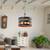 Volume Lighting V1813-43 - Brushed Nickel and Walnut Striped Drum Pendant