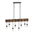 Volume Lighting V3216-84 - Black and Wood Grain Linear Chandelier - Exposed Bulbs