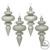 Vickerman N500007 - 4 inch Silver 4-Finish Finial Christmas Ornament - 8 Pack
