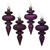 Vickerman N500026 - 4 inch Plum 4-Finish Finial Christmas Ornament - 8 Pack