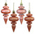 Vickerman N500058 - 4 inch Rose Gold 4-Finish Finial Christmas Ornament - 8 Pack