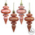 Vickerman N500058 - 4 inch Rose Gold 4-Finish Finial Christmas Ornament - 8 Pack