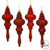 Vickerman N500203 7" Red Finial 4 Finish Asst 8/Bx