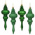 Vickerman N500204 - 7 inch Green 4-Finish Finial Christmas Ornament - 8 Pack