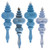 Vickerman N500229 - 7 inch Periwinkle 4-Finish Finial Christmas Ornament - 8 Pack