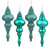 Vickerman N500242 - 7 inch Teal 4-Finish Finial Christmas Ornament - 8 Pack