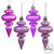 Vickerman N500045 - 4 inch Mauve 4-Finish Finial Christmas Ornament - 8 Pack