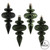 Vickerman N500064 - 4 inch Moss Green 4-Finish Finial Christmas Ornament - 8 Pack