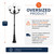 Trans Globe 4080 BK Wilshire 89-In. Tall, 4-Light, 4-Globe Shade Complete Outdoor Pole Light Set 