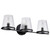 Satco 60-8253 - Valentine 3-Light Vanity - Black - Hammered Glass 