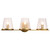 Satco 60-8263 - 3-Light Vanity - Vintage Brass - Hammered Glass 