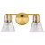 Satco 60-8342 - Gianna 2-Light Vanity - Vintage Brass - Damp Rated 