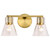 Satco 60-8342 - Gianna 2-Light Vanity - Vintage Brass - Damp Rated 