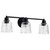 Satco 60-8603 - Grayson 3-Light Vanity - Matte Black - Clear Ribbed Glass 
