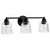 Satco 60-8603 - Grayson 3-Light Vanity - Matte Black - Clear Ribbed Glass 