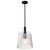 Satco 60-8607 - Grayson Large Pendant - Matte Black - Clear Ribbed Glass 