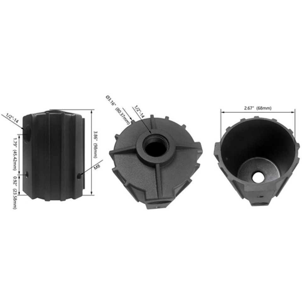 Tenon Light Pole Adapter for Flood Light 1/2" Knuckle Mount