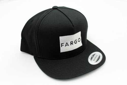 Black Fargo Hat with White Embroidered Design