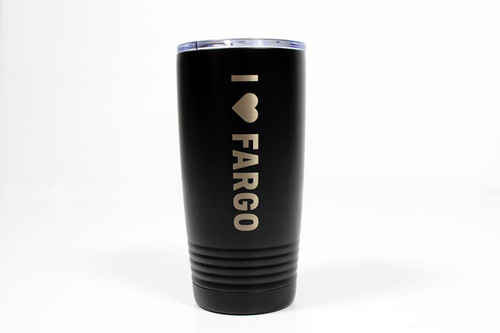 20 oz. Engraved I Heart Fargo Travel Mug