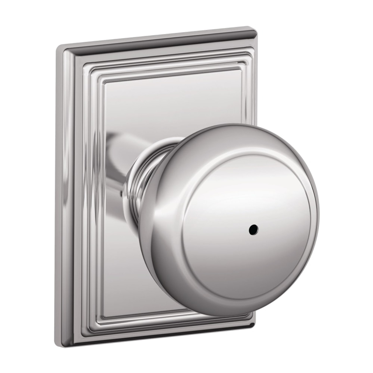 Schlage Residential F40 AND 625 ADD Privacy Lock Andover Knob Addison Rose  Bright Chrome B and H Depot Door Hardware Shop