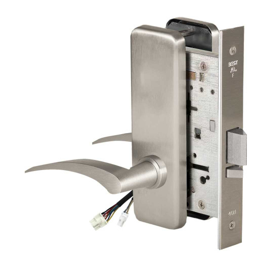 BEST 45HW0NXEU17RJ61912V Fail Secure 12V No Key Override Electrified Mortise Lock 17 Lever J Escutcheon Right Hand Satin Nickel 45HW0NXEU17RJ61912V