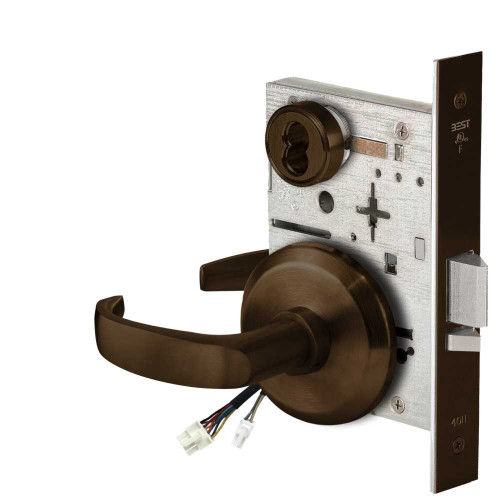 BEST 45HW7DEU14S611 Fail Secure 24V Electrified Mortise Lock 14 Lever S Rose Bright Bronze 45HW7DEU14S611