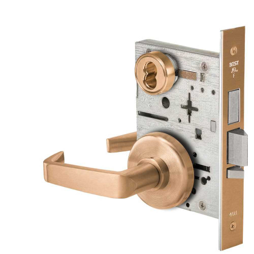 BEST 45HW7TDEU15H612RQE12V Fail Secure 12V With Deadbolt Electrified Mortise Lock 15 Lever H Rose Request to Exit Satin Bronze 45HW7TDEU15H612RQE12V