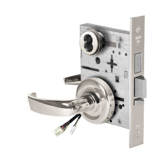BEST 45HW7TDEU14R625 Fail Secure 24V With Deadbolt Electrified Mortise Lock 14 Lever R Rose Bright Chrome 45HW7TDEU14R625