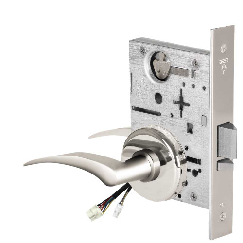BEST 45HW0NXEU17LH625 Fail Secure 24V No Key Override Electrified Mortise Lock 17 Lever H Rose Left Hand Bright Chrome 45HW0NXEU17LH625