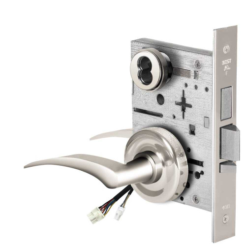 BEST 45HW7TDEL17LR625RQE Fail Safe 24V With Deadbolt Electrified Mortise Lock 17 Lever R Rose Left Hand Request to Exit Bright Chrome 45HW7TDEL17LR625RQE