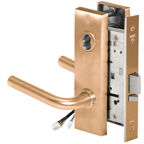 BEST 45HW7DEU12M612RQE12V Fail Secure 12V Electrified Mortise Lock 12 Lever M Escutcheon Request to Exit Satin Bronze