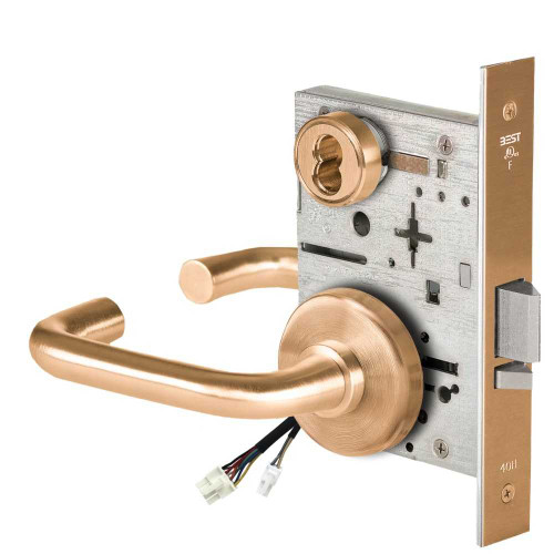 BEST 45HW7WEU3H61212V Fail Secure 12V Double Cylinder Electrified Mortise Lock 3 Lever H Rose Satin Bronze 45HW7WEU3H61212V