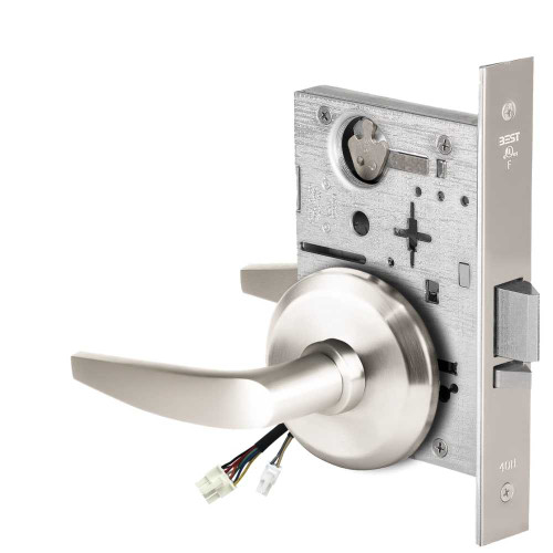 BEST 45HW0NXEU16S625 Fail Secure 24V No Key Override Electrified Mortise Lock 16 Lever S Rose Bright Chrome 45HW0NXEU16S625