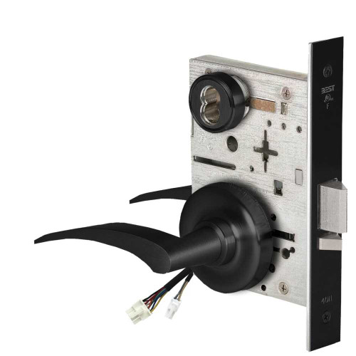 BEST 45HW7DEU17LR622RQE12V Fail Secure 12V Electrified Mortise Lock 17 Lever R Rose Left Hand Request to Exit Flat Black 45HW7DEU17LR622RQE12V