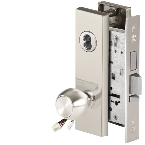 BEST 45HW7TWEL4M62512V Fail Safe 12V Double Cylinder With Deadbolt Electrified Mortise Lock 4 Knob M Escutcheon Bright Chrome