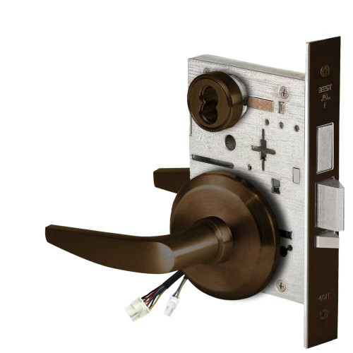 BEST 45HW7TDEU16S611RQE12V Fail Secure 12V With Deadbolt Electrified Mortise Lock 16 Lever S Rose Request to Exit Bright Bronze 45HW7TDEU16S611RQE12V