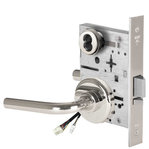 BEST 45HW7DEU12H629RQE12V Fail Secure 12V Electrified Mortise Lock 12 Lever H Rose Request to Exit Bright Stainless Steel 45HW7DEU12H629RQE12V