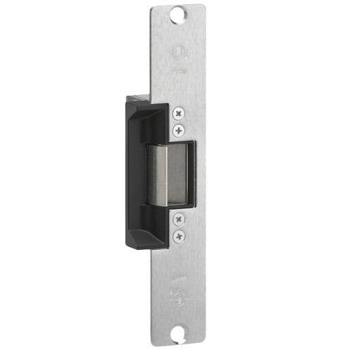 Adams Rite 7110-510-652-00 Electric Strike Electrically Unlocked Fail Secure For Aluminum Hollow Metal or Wood Applications 7-15/16 x 1-7/16 Flat Faceplate with Radius Corners 24VDC Satin Chromium Plated