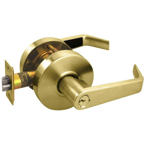 Arrow RL17-SR-04-CS Grade 2 Classroom Cylindrical Lock Sierra Lever Conventional Cylinder Schlage C Keyway Satin Brass Finish Non-handed RL17-SR-04-CS