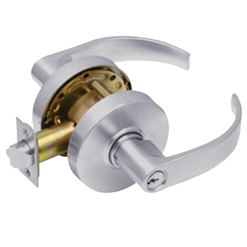 Arrow RL11-BRR-26D-CS Grade 2 Turn-Pushbutton Entrance Cylindrical Lock Broadway Lever Conventional Cylinder Schlage C Keyway Satin Chrome Finish Non-handed
