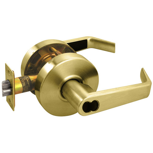 Arrow RL12-SR-04-IC Grade 2 Storeroom Cylindrical Lock Sierra Lever SFIC Less Core Satin Brass Finish Non-handed