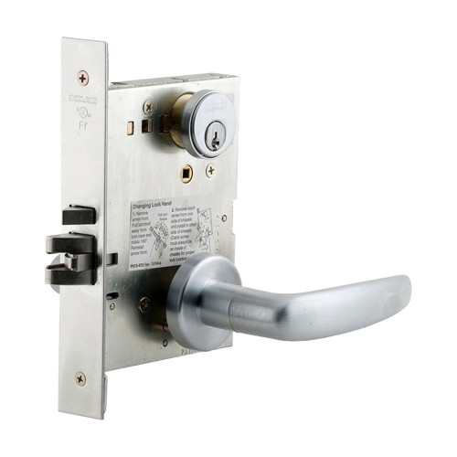 Schlage L9092EUP 07A 626 Grade 1 Fail Secure Electric Mortise Lock Conventional Cylinder 07 Lever A Rose Satin Chromium Plated Finish Field Reversible