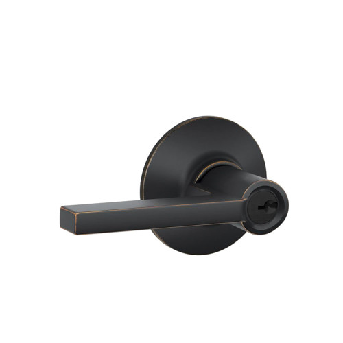 Schlage Residential F51A LAT 716 KD Entry Lock Latitude Lever Antique Bronze F51A LAT 716 KD
