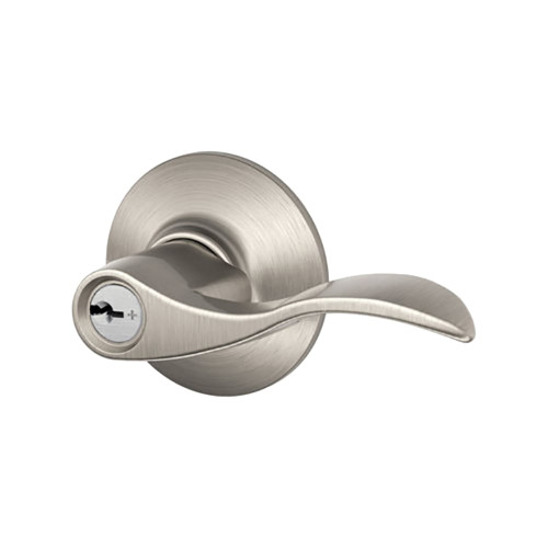 Schlage Residential F80 ACC 619 LH KD Storeroom Lock Accent Lever Satin Nickel F80 ACC 619 LH KD