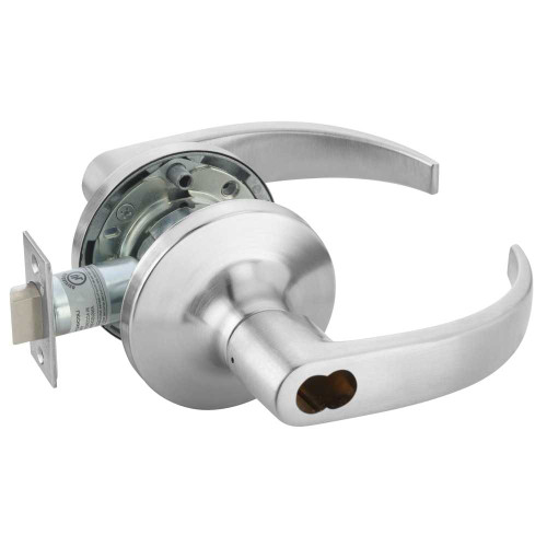 Yale B-PB5490LN REX 626 12V Fail Safe 12V Electrified Cylindrical Lock PB Lever Design SFIC Prep Less Core REX Satin Chrome B-PB5490LN REX 626 12V