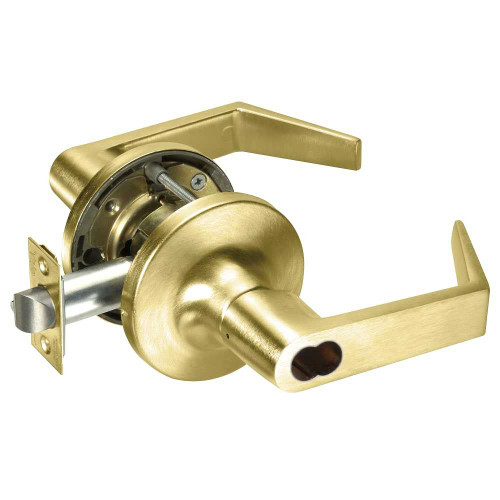 Yale M-AU5490LN REX 606 12V Fail Safe 12V Electrified Cylindrical Lock AU Lever Design Medeco LFIC Prep Less Core REX Satin Brass M-AU5490LN REX 606 12V