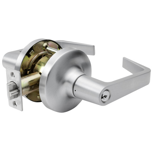 Arrow GL82-SR-26D-CS Grade 1 Storeroom Cylindrical Lock Free-Wheeling Sierra Lever Conventional Cylinder Schlage C Keyway Satin Chrome Finish Non-handed