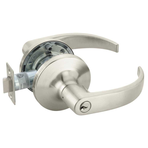 Yale PB5491LN REX 619 24V Fail Secure 24V Electrified Cylindrical Lock PB Lever Design REX Switch Satin Nickel PB5491LN REX 619 24V